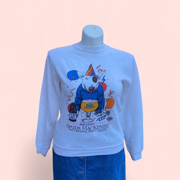 80s Vintage 1985 Bud Light Spuds Mackenzie Crewneck Sweatshirt Party Animal - Picture 2 of 8